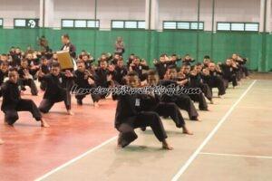 Foto Menhankam RI Prabowo Subiyanto menyaksikan peragaan Pencak Silat SH Terate