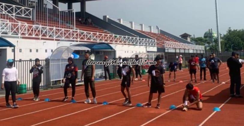 Foto lintasan  atletik  Stadion Joyo Kusumo Pati siap untuk  Porprov 2023