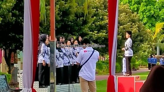 Foto Padus PGRI Kecamatan Pati tampil di upacara Hardiknas 2023 Kabupaten Pati