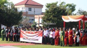 Foto perwakilan 11 perguruan pencak silat anggota IPSI Kabupaten Pati saat menghadiri deklarasi damai di Alun-Alun Simpang Lima Pati