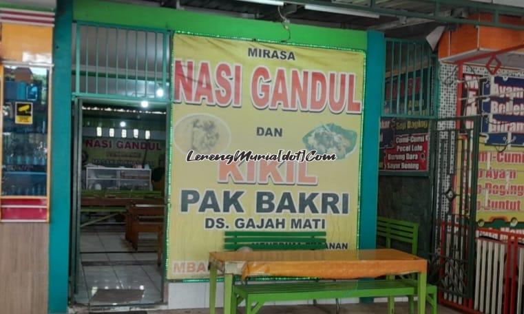 Los Nasi Gandul Pak Bakri yang berlokasi di Pujasera Roro Mendut Puri Pati