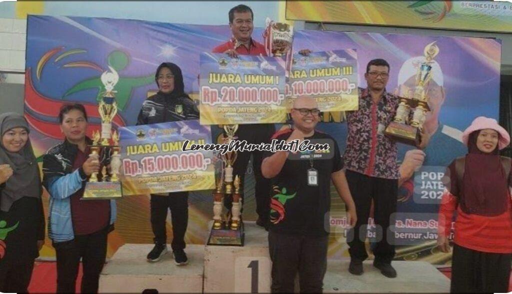 Kontingan Kabupaten Pati berhasil meraih juara umum 3 dalam Popda Jateng 2024 di Kota Semarang