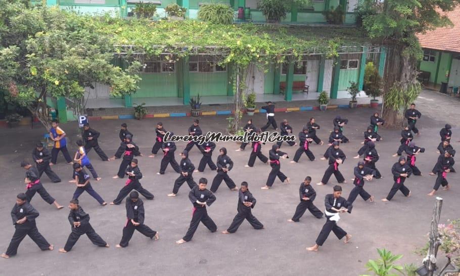 Para pesilat SH Terate SMPN 4 Pati sedang melakukan peregangan