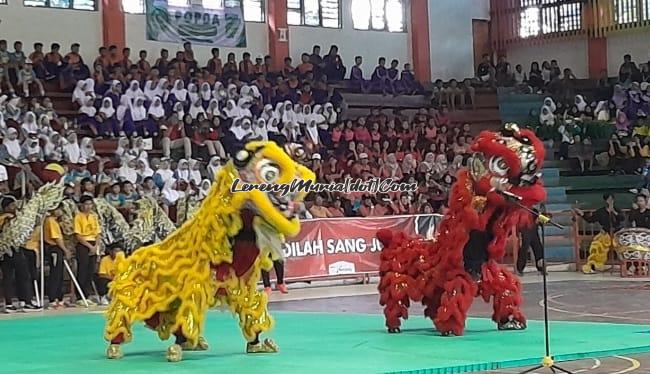 Atraksi barong say ikut memeriahkan acara pembukaan Popda Kabupaten Pati